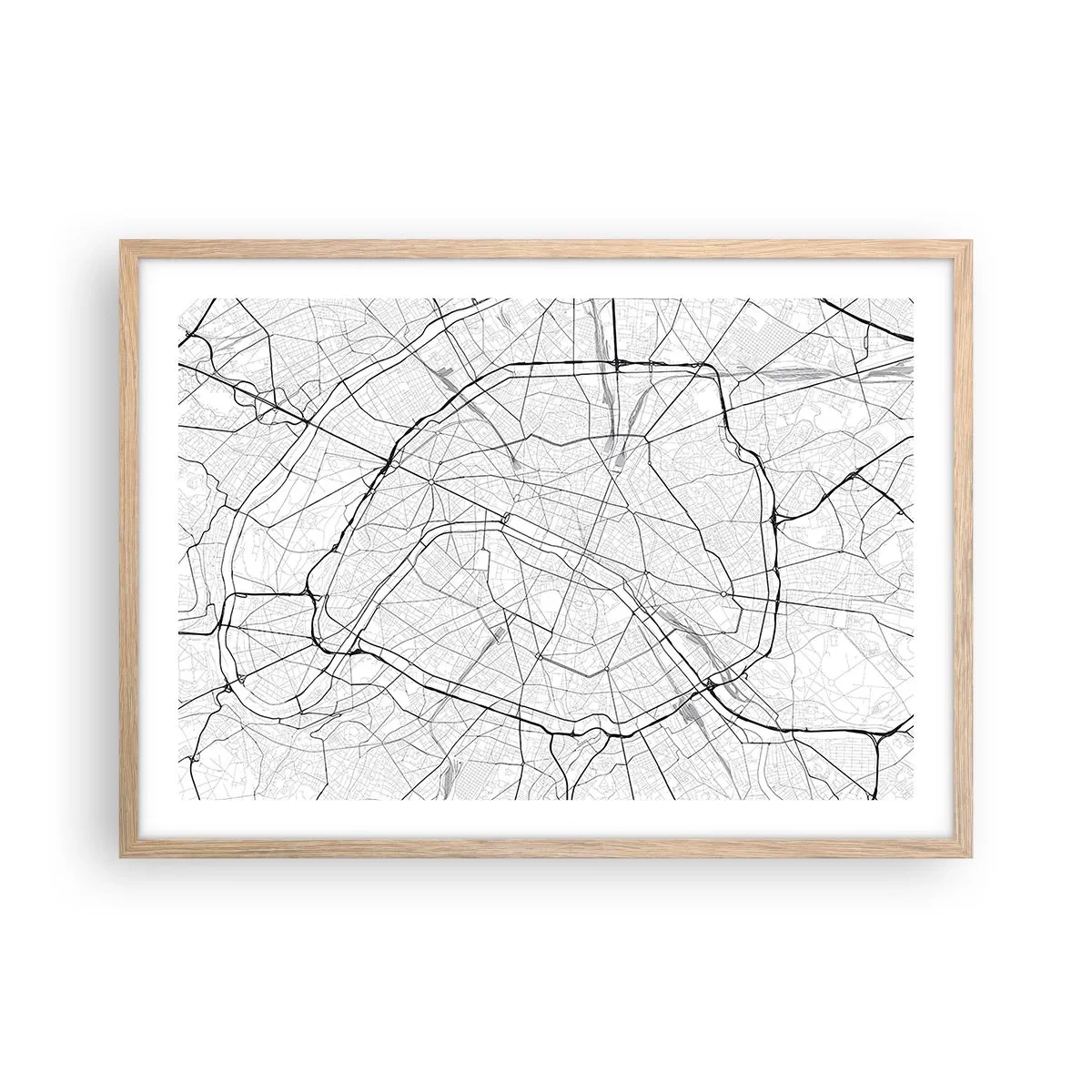 Plakat i ramme af lyst egetræ - Paris' blomst - 70x50 cm