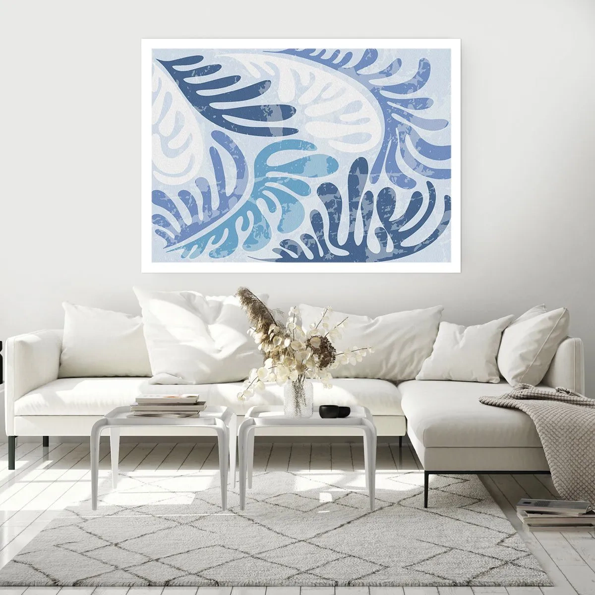 Plakat - Blå bregner - 91x61 cm