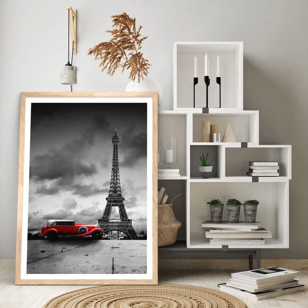 Plakat i ramme af lyst egetræ - For ikke så længe siden i Paris - 50x70 cm