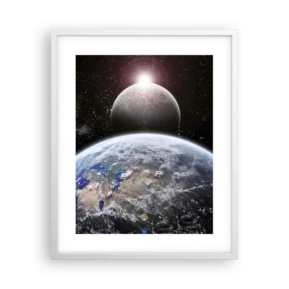 Plakat i hvid ramme - Kosmisk landskab - solopgang - 40x50 cm