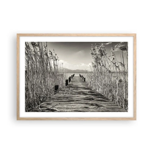 Plakat i ramme af lyst egetræ - I græssernes fred - 70x50 cm