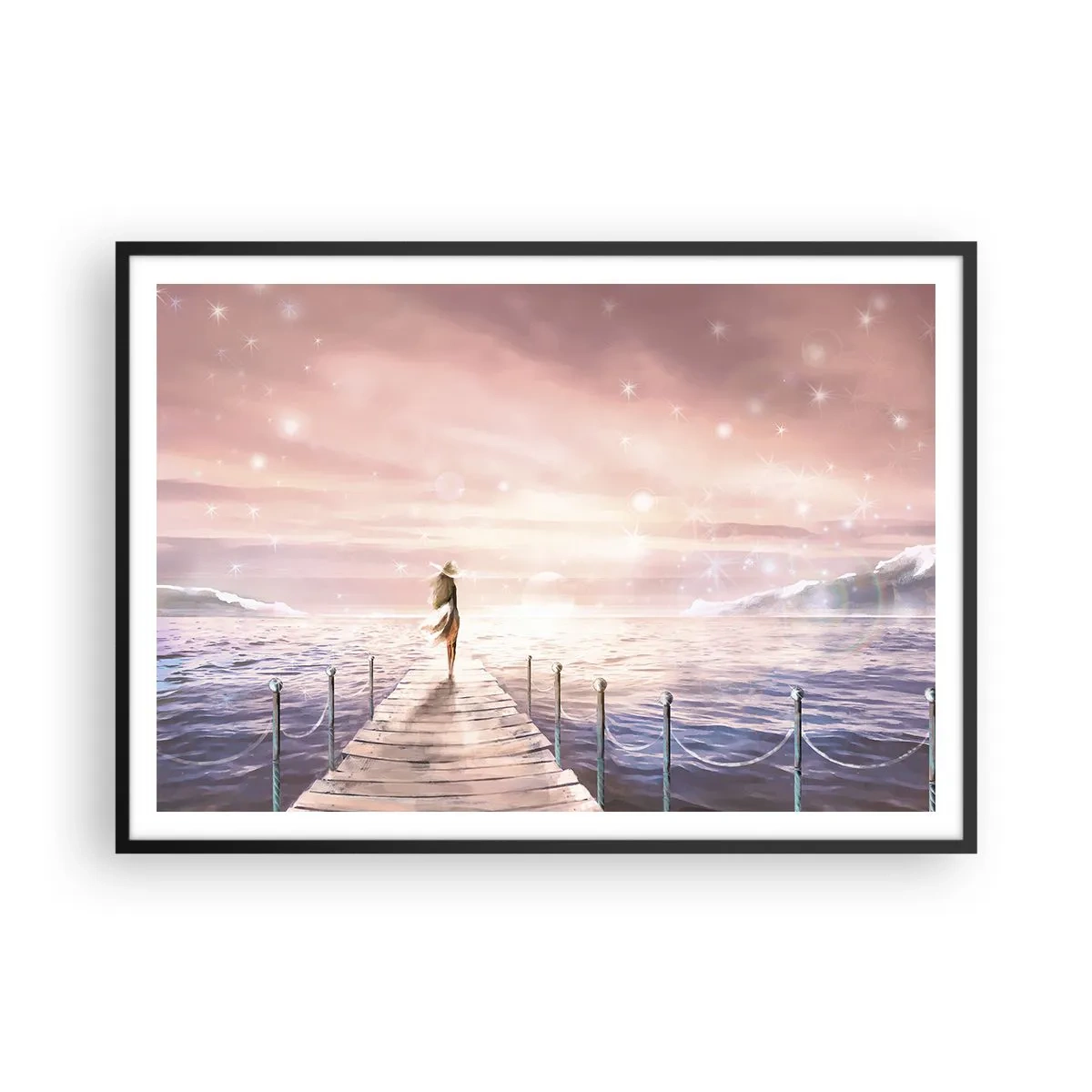 Plakat i sort ramme - I lyset af en drøm - 100x70 cm