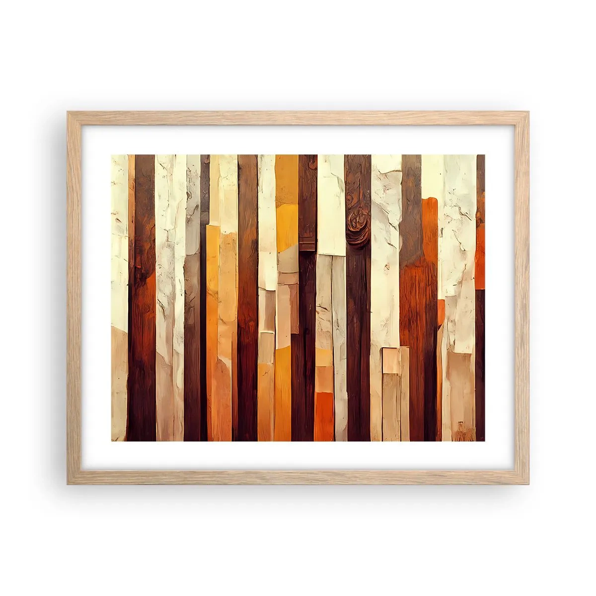Plakat i ramme af lyst egetræ - Hymne af skovens træer - 50x40 cm