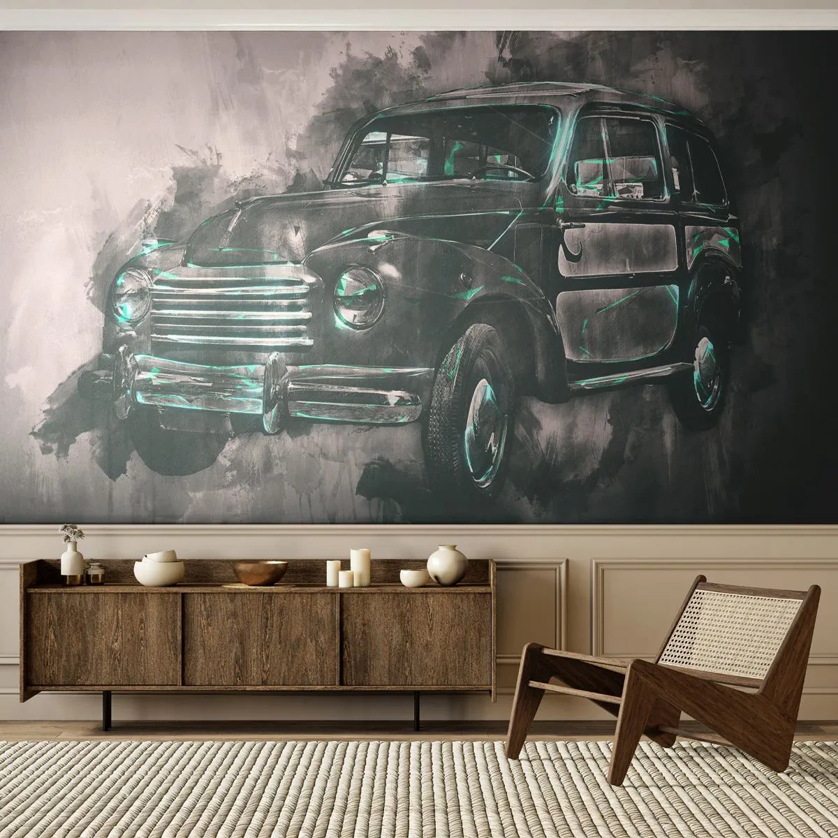 Fototapet Premium Canvas - Respekteret forfader - Retro bil, Automotive, Rejse - 250x175 cm
