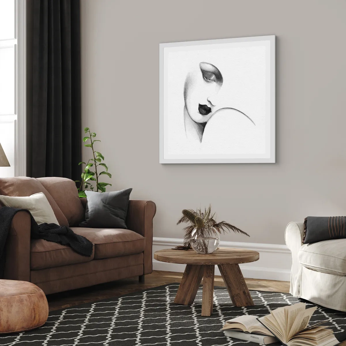Plakat i hvid ramme - I Lempickas stil - 60x60 cm