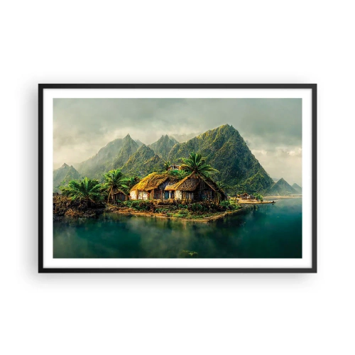 Plakat i sort ramme - Tropisk paradis - 91x61 cm