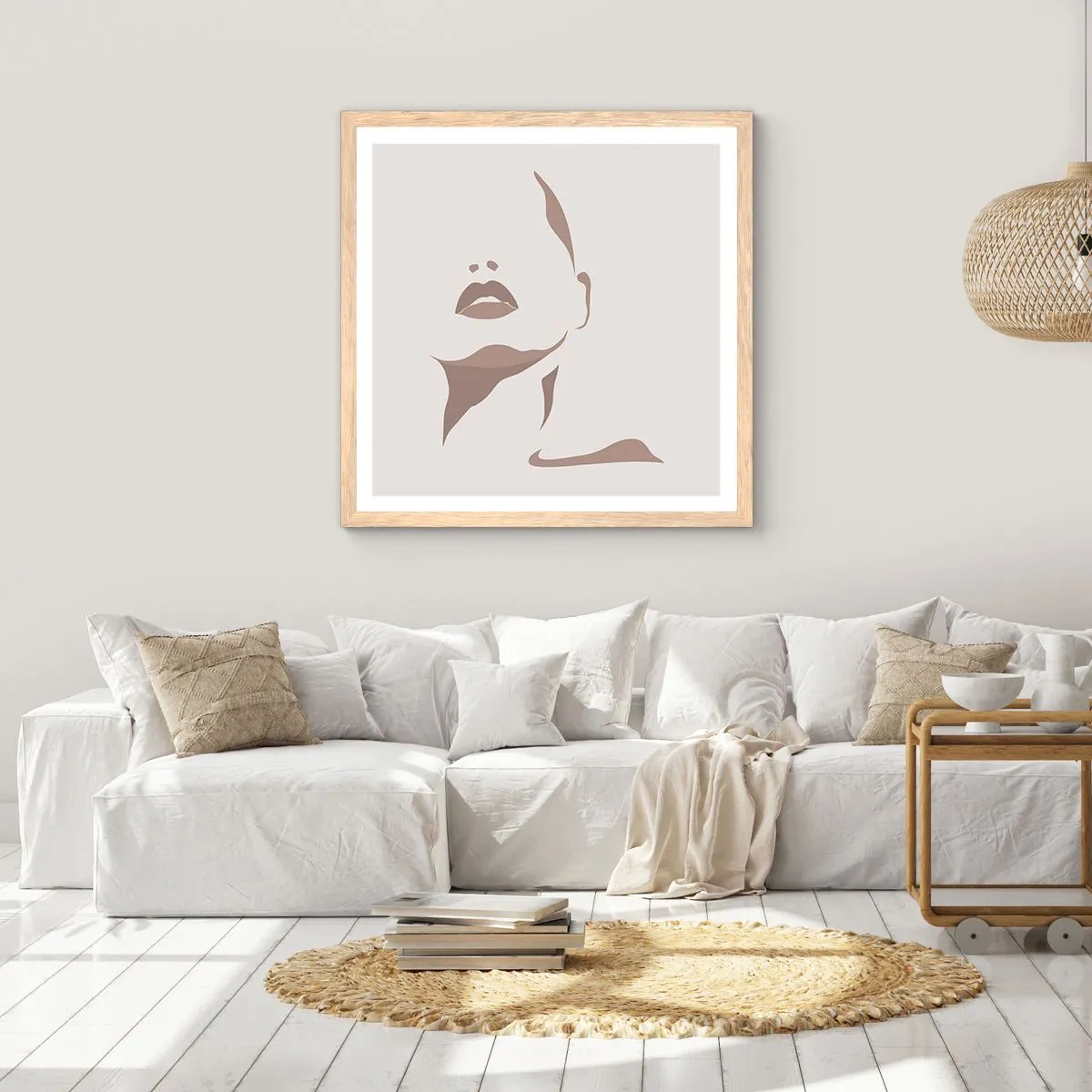 Plakat i ramme af lyst egetræ - Skabt af lys og skygge - 30x30 cm