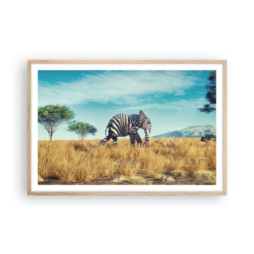 Plakat i ramme af lyst egetræ - Grå er ikke længere på mode - 91x61 cm