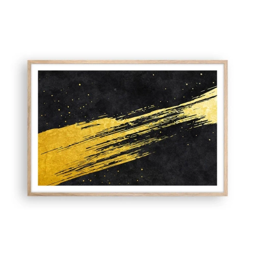 Plakat i ramme af lyst egetræ - Hop ind i hyperrummet - 91x61 cm