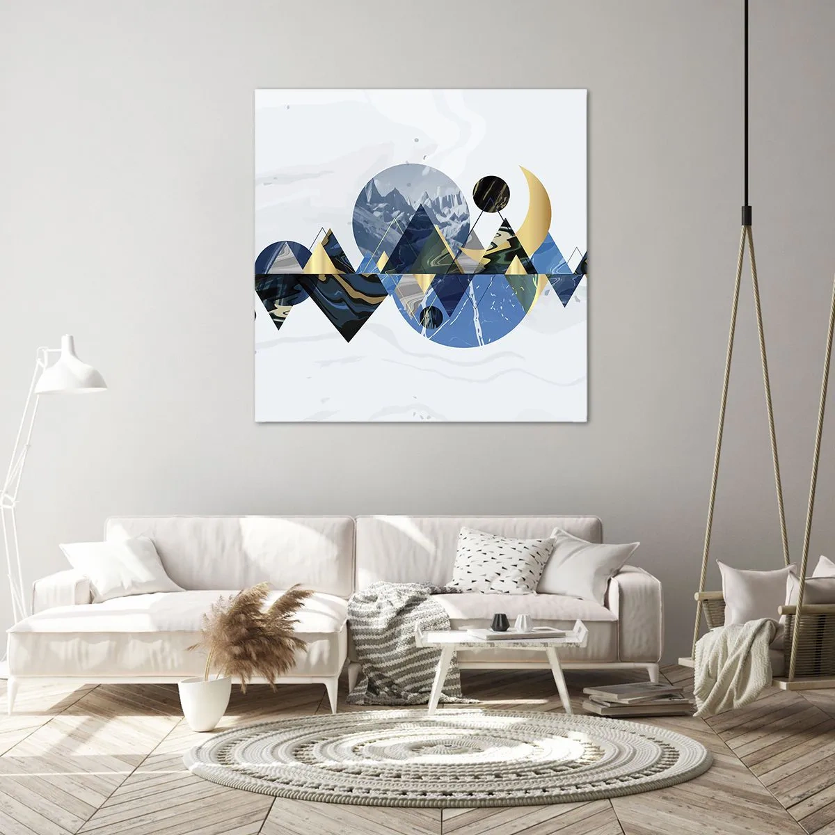 Lærredstryk - Billede på lærred - Geometrisk landskab - 40x40 cm