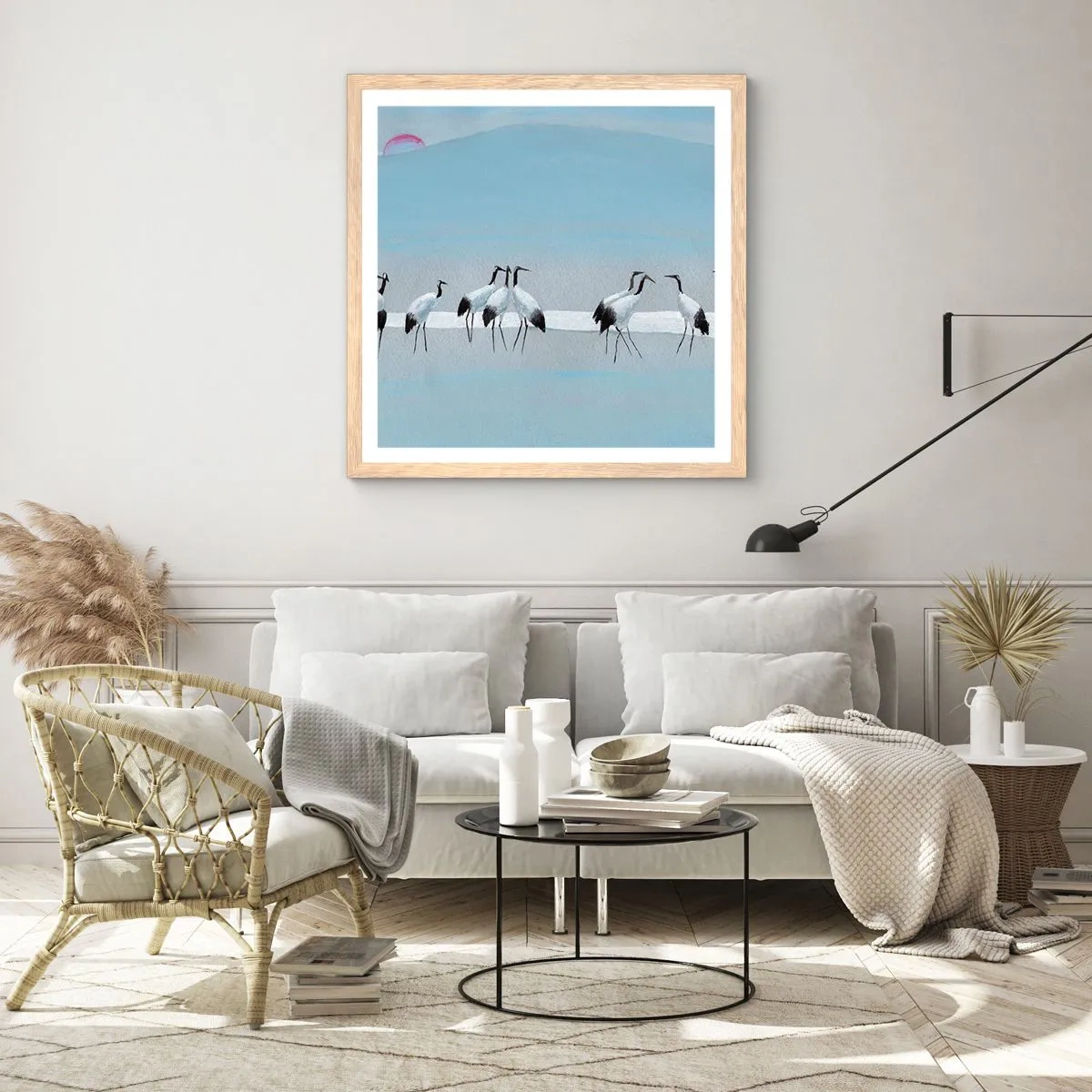 Plakat i ramme af lyst egetræ - Efter en varm dag - 30x30 cm