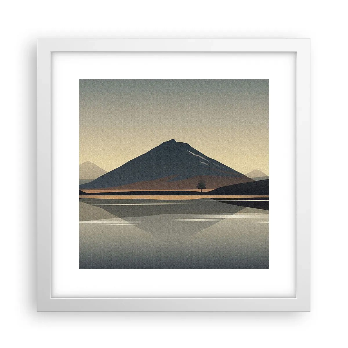 Plakat i hvid ramme - Spejlrefleksion - 30x30 cm