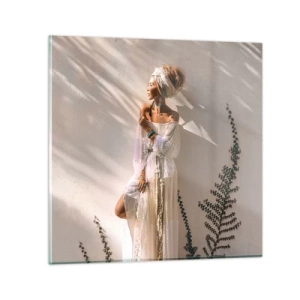 Billede på glas - Solen og pigen - 70x70 cm