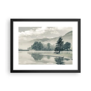 Plakat i sort ramme - Søen sover stadig - 40x30 cm
