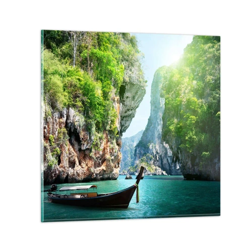 Billede på glas - En invitation til en eksotisk rejse - 60x60 cm