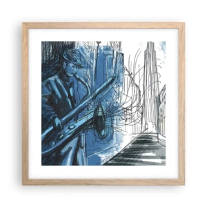 Plakat i ramme af lyst egetræ - Byens rapsodi - 40x40 cm