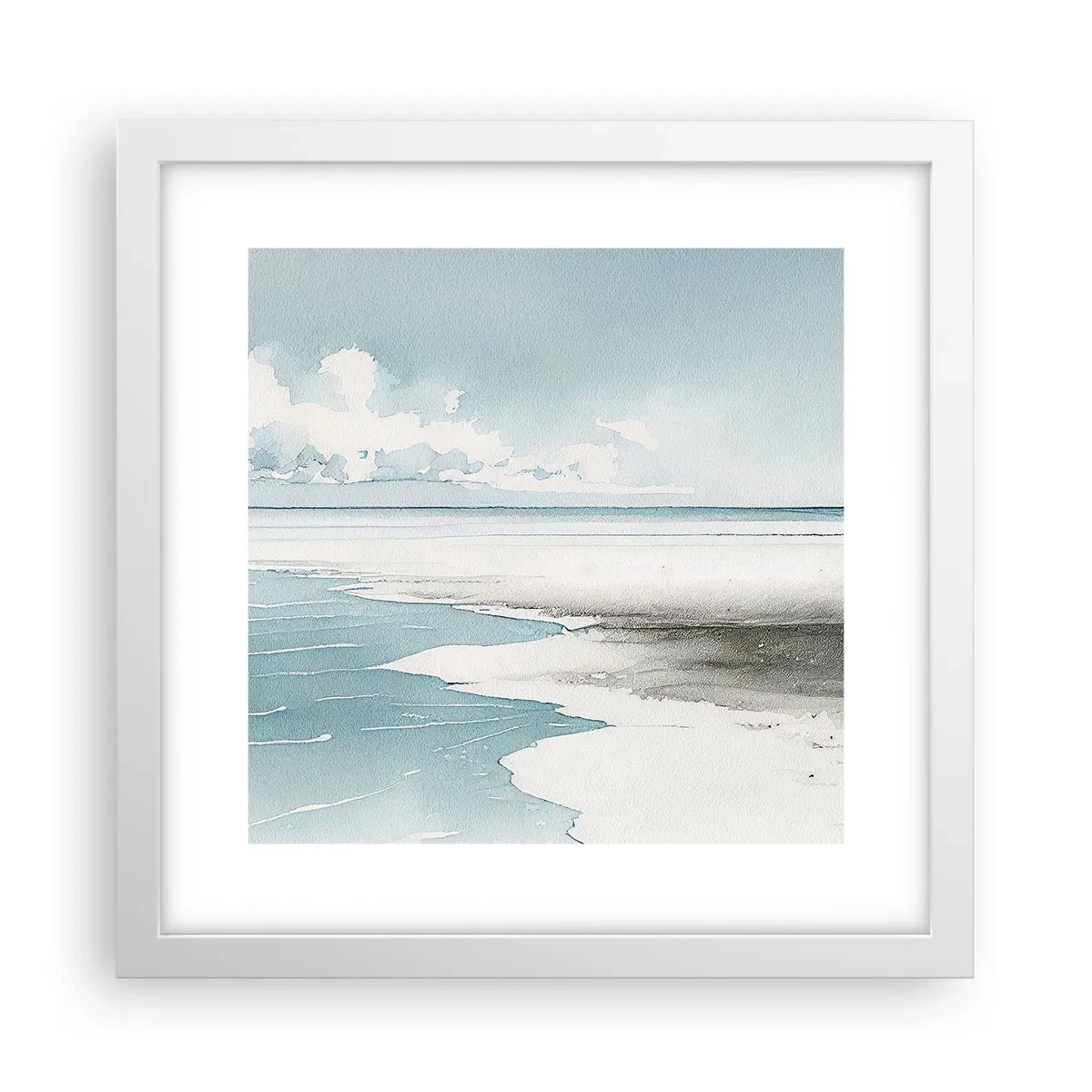Plakat i hvid ramme - Blidt tidevand - 30x30 cm