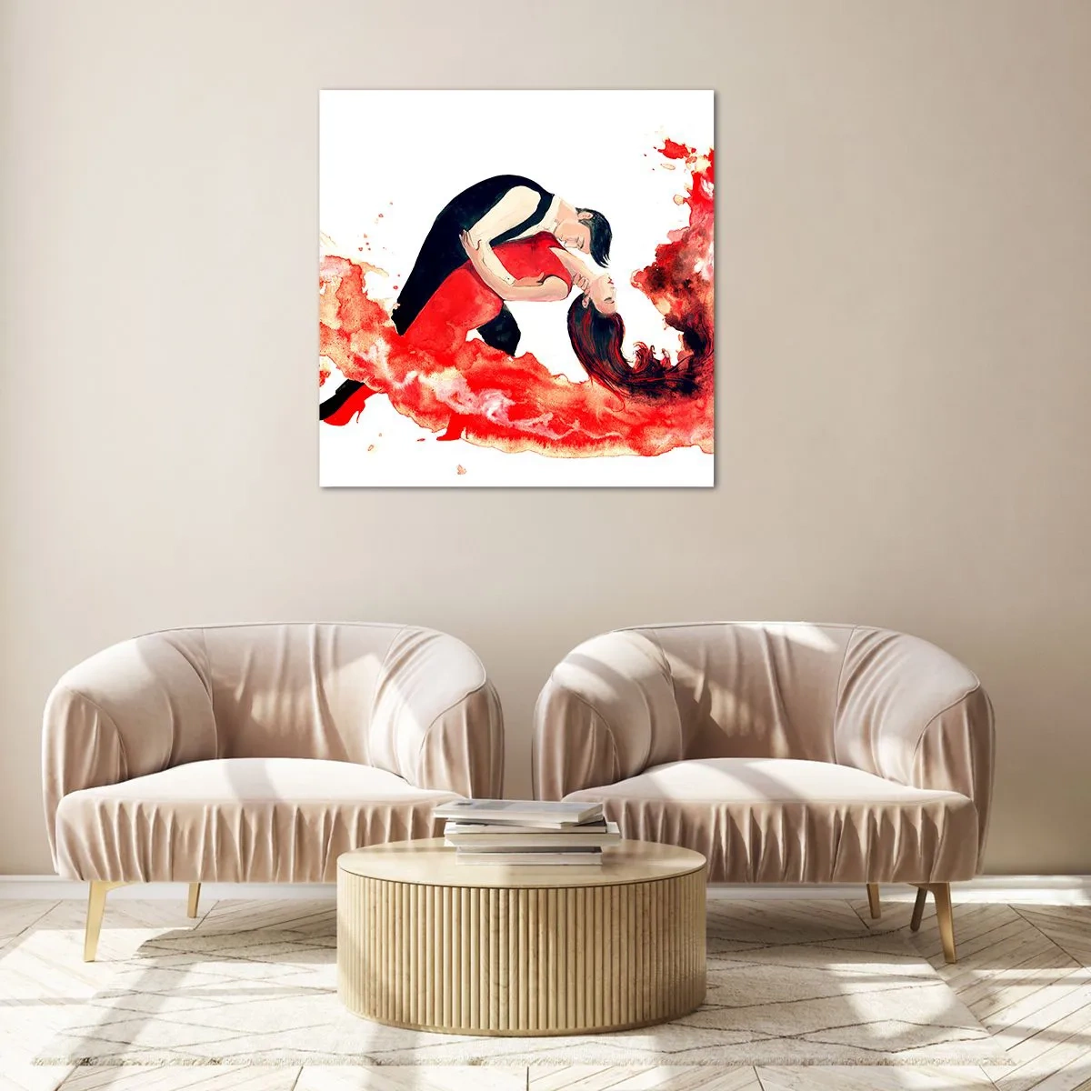 Billede på glas - Tango - en sensuel bølge - 50x50 cm