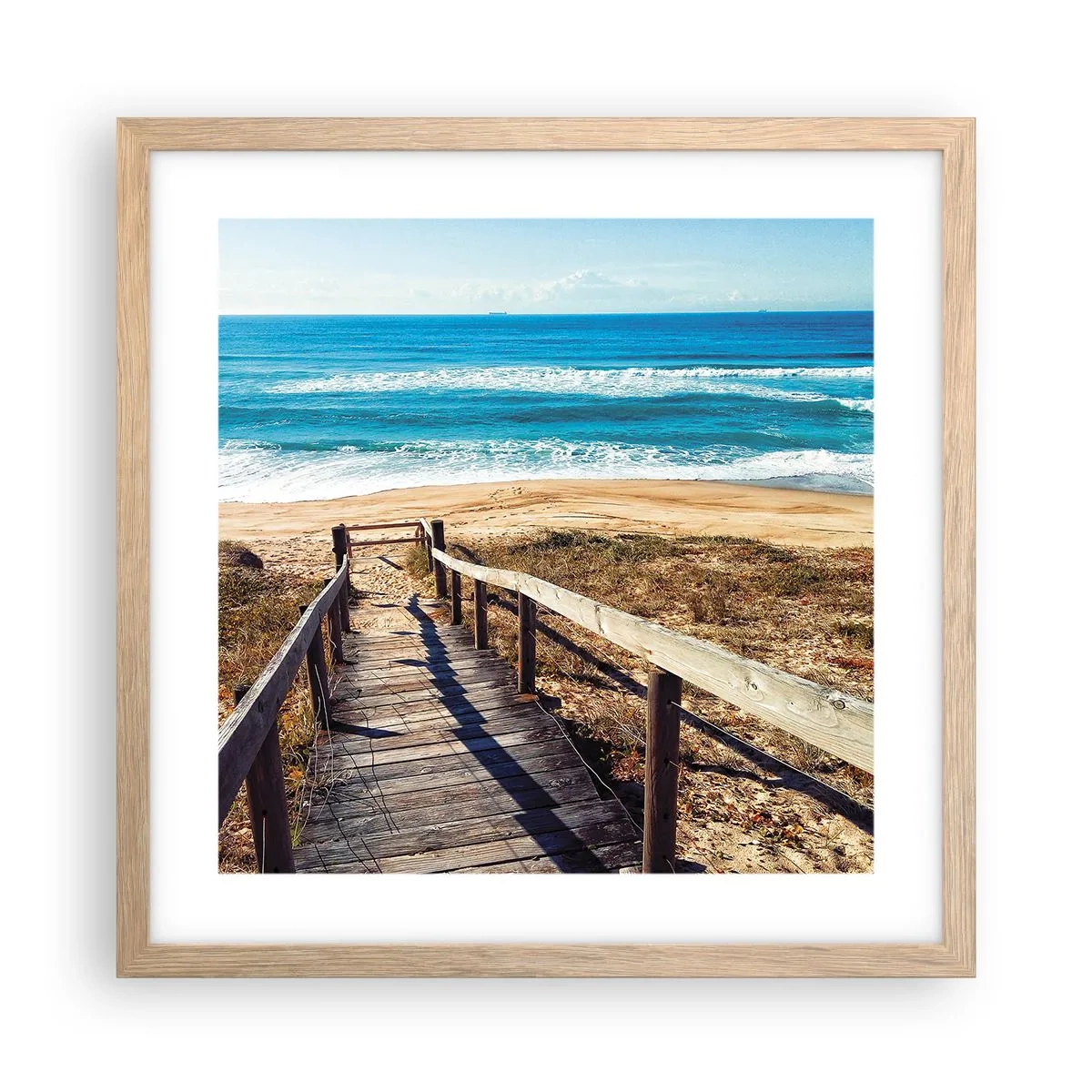 Plakat i ramme af lyst egetræ - Løb! - 40x40 cm