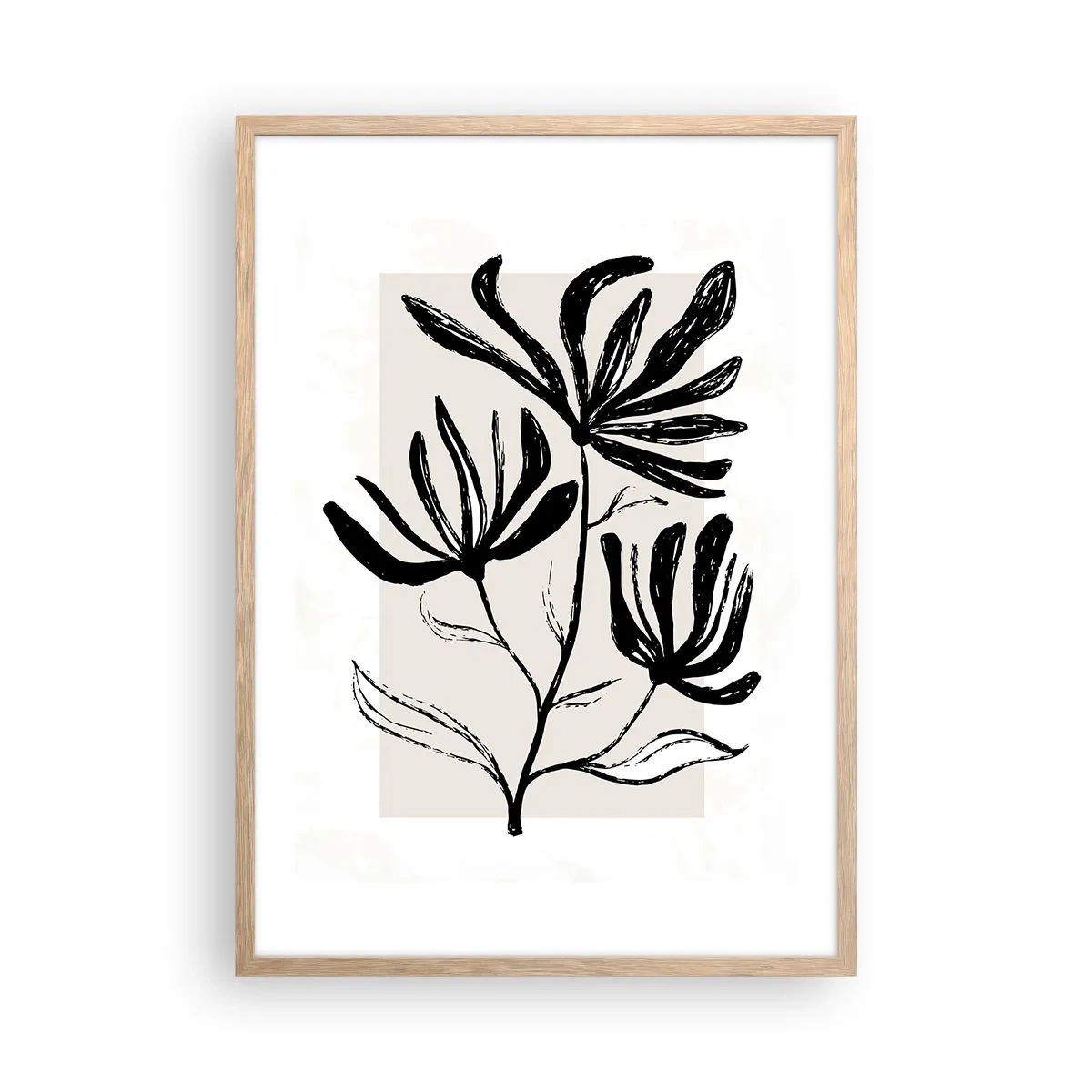 Plakat i ramme af lyst egetræ - Skitse til et herbarium - 50x70 cm