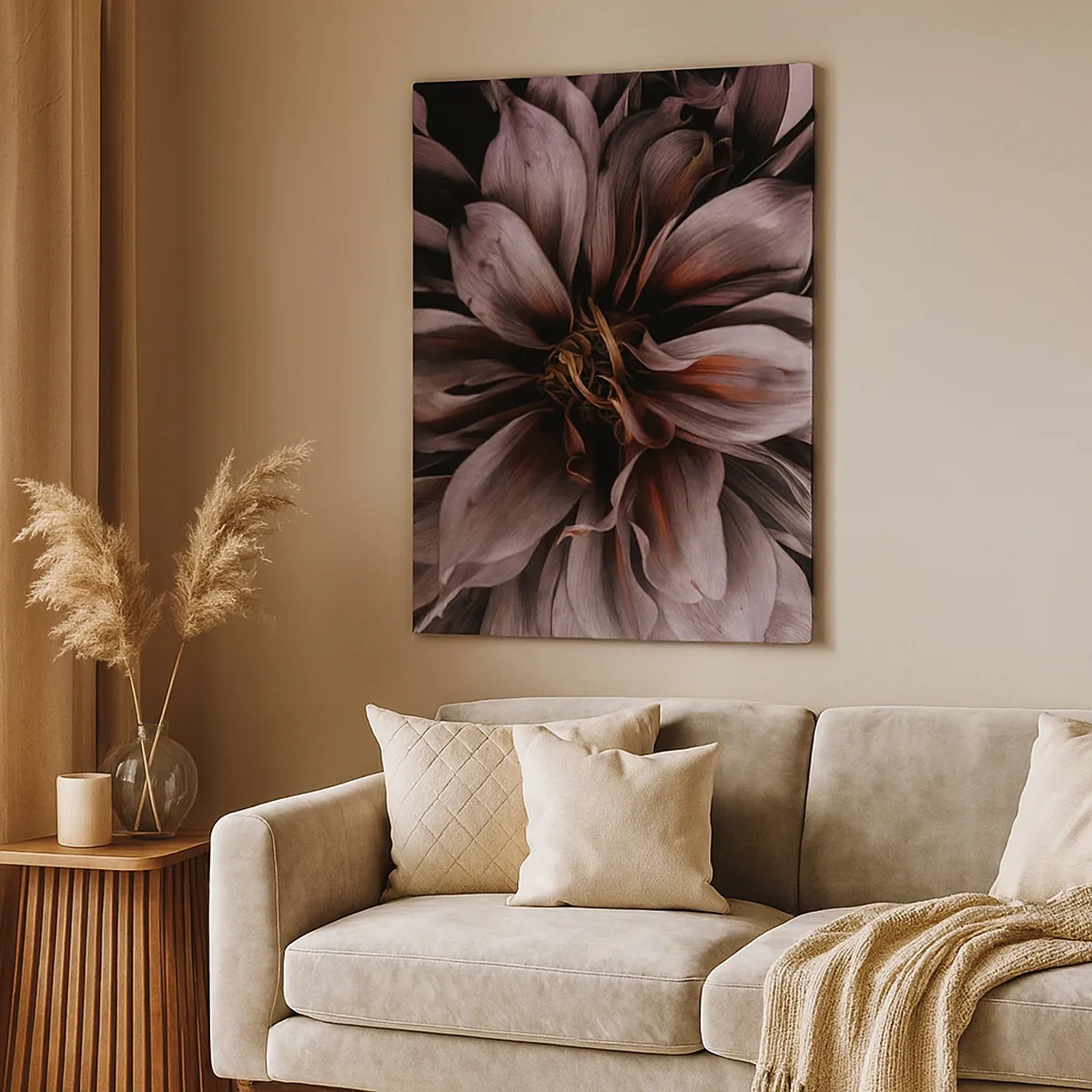 Lærredstryk - Billede på lærred - Blomstret hjerte - 50x70 cm