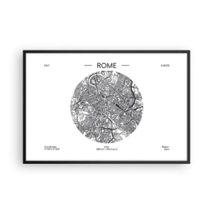 Plakat i sort ramme - Anatomi af Rom - 91x61 cm