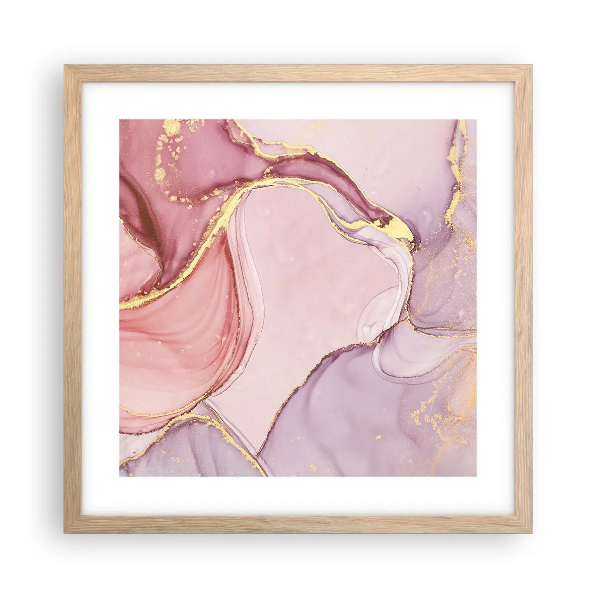 Plakat i ramme af lyst egetræ - Et kærtegn af farver - 40x40 cm