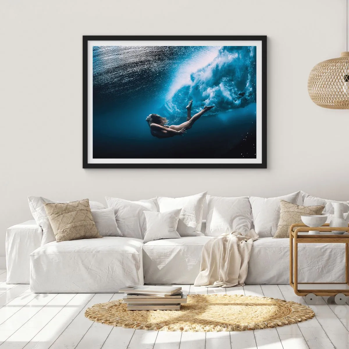 Plakat i sort ramme - Den moderne havfrue - 40x30 cm