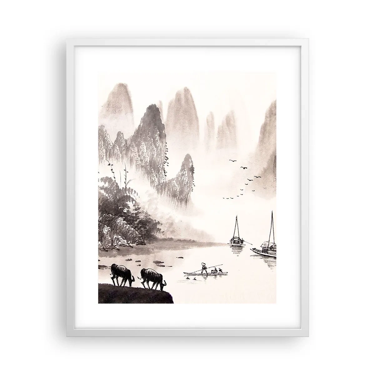 Plakat i hvid ramme - Østens eksotiske hverdag - 40x50 cm