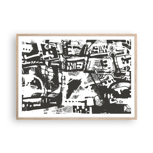 Plakat i ramme af lyst egetræ - Orden eller kaos? - 100x70 cm