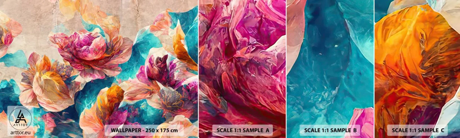 Fototapet Prøve Standard Eco - Den farverige pragt i en buket - Blomster, Pastel, Stykke - 100x30 cm