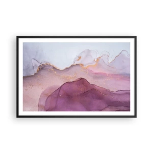Plakat i sort ramme - Lilla og violette bølger - 91x61 cm