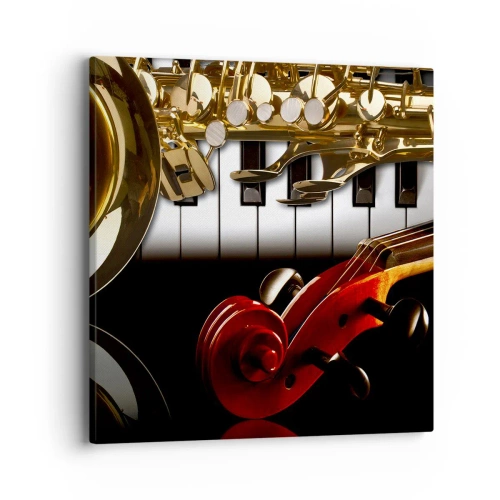 Lærredstryk - Billede på lærred - Metalplader, træ og elfenben - 40x40 cm