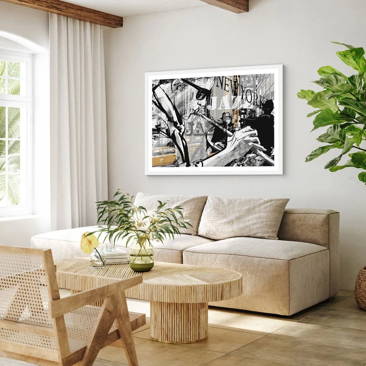 Plakat i hvid ramme - Til New Yorks rytme - 100x70 cm