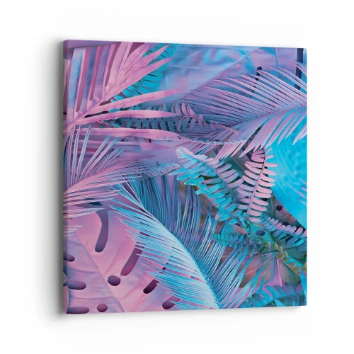 Lærredstryk - Billede på lærred - Troperne i lyserød og blå - 40x40 cm