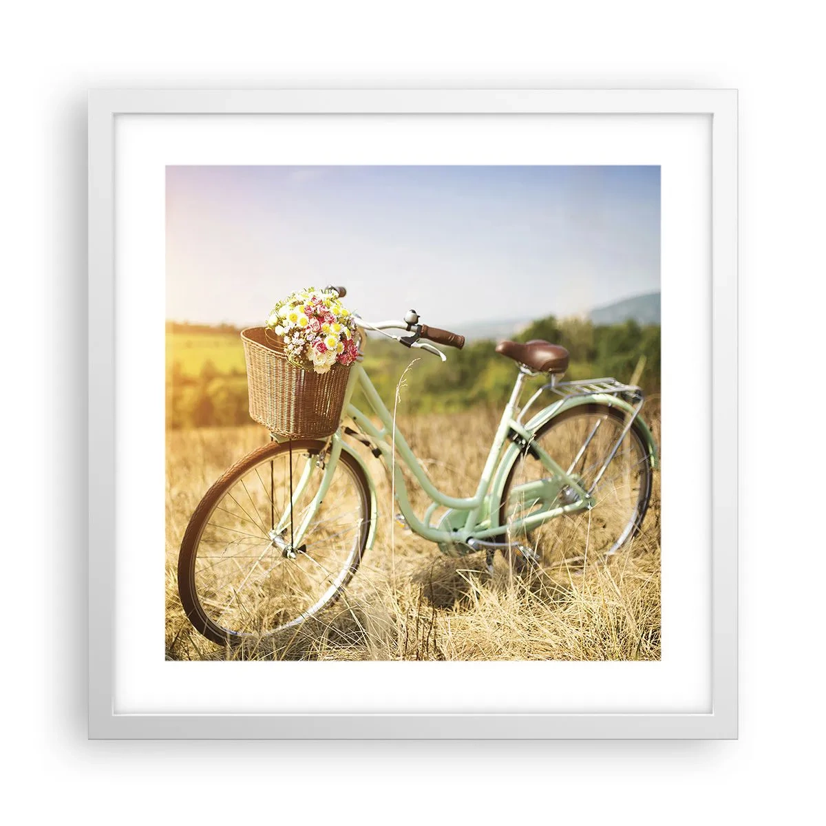 Plakat i hvid ramme - Jeg bliver her et stykke tid - 40x40 cm