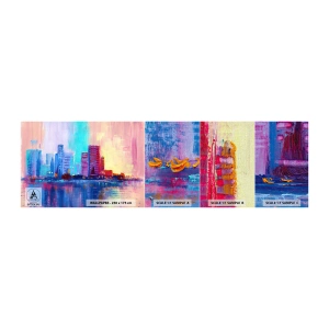 Prøve Fototapet Premium Canvas - Badet i farver - By, Arkitektur, Stykke - 100x30 cm