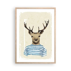 Plakat i ramme af lyst egetræ - Fordi jeg kan lide stribede skjorter! - 50x70 cm