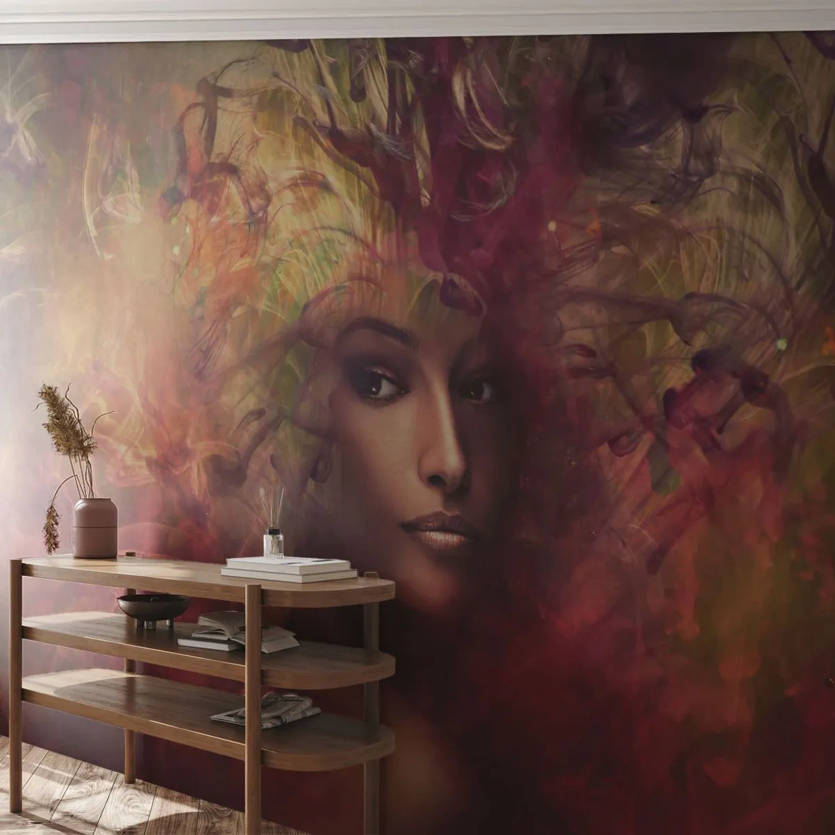 Fototapet Premium Sand - Her er jeg! - Kvinde, Kvindens ansigt, Legeme - 250x175 cm