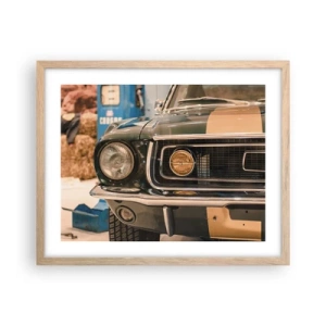 Plakat i ramme af lyst egetræ - Møde med en legende - 50x40 cm