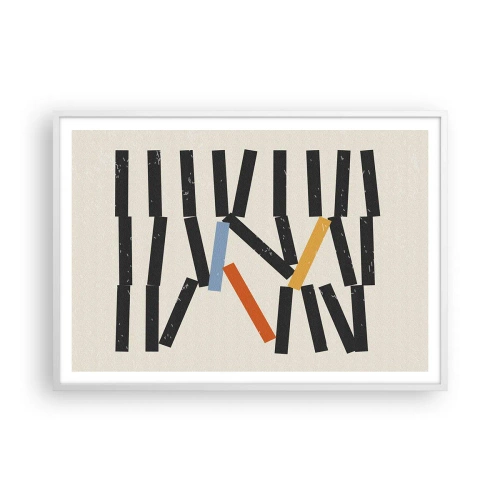 Plakat i hvid ramme - Dominoer - komposition - 100x70 cm