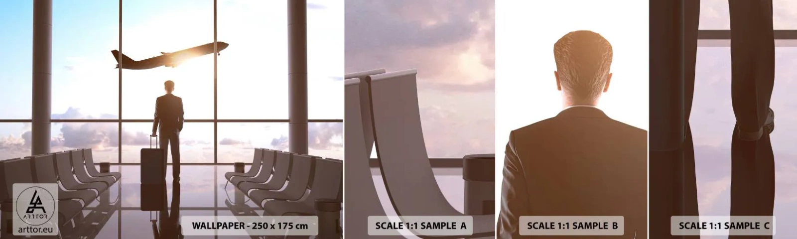 Fototapet Prøve Standard Eco - Du har tid, sæt farten ned - Lufthavn, Fly, Rejser - 100x30 cm