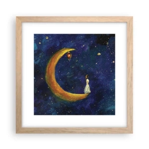 Plakat i ramme af lyst egetræ - Kald på verden - 30x30 cm