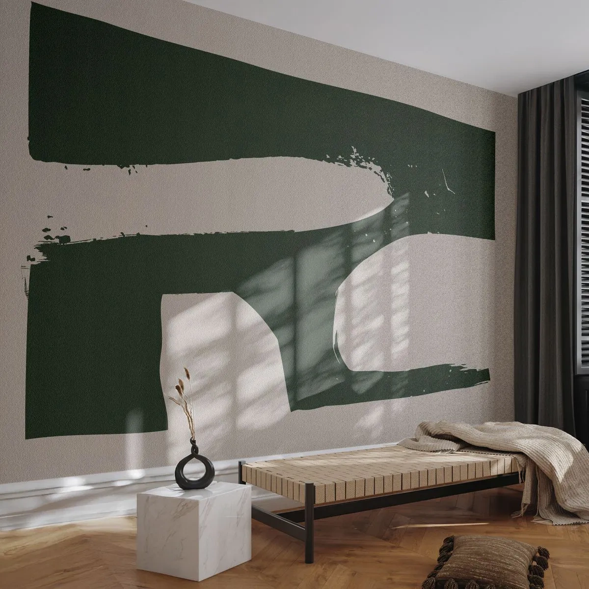 Fototapet Premium Sand - Bugter af hvidt - Boho, Minimalisme, Form - 100x70 cm