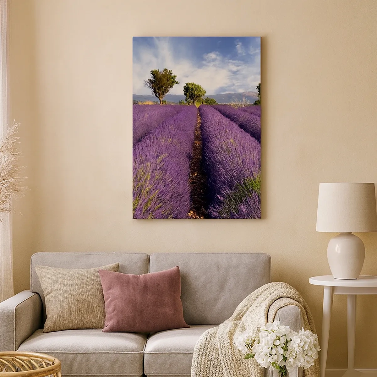 Lærredstryk - Billede på lærred - Enge med lavendel - 50x70 cm