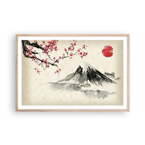 Plakat i ramme af lyst egetræ - Bliv forelsket i Japan - 91x61 cm