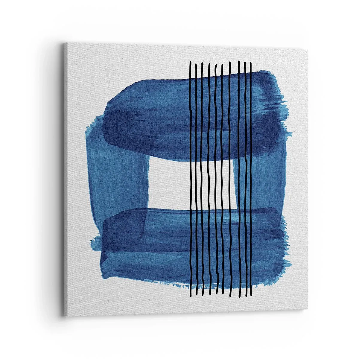 Lærredstryk - Billede på lærred - Blå-sort sammensætning - 70x70 cm