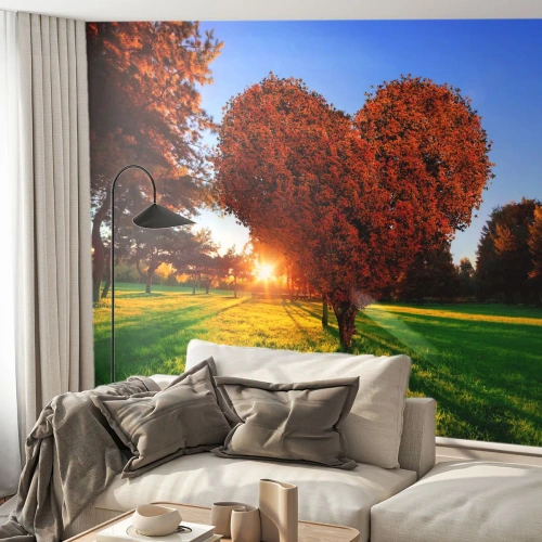 Fototapet Premium Sand - Og hvordan man ikke kan elske efteråret - Landskab, Træ, Solens stråler - 400x280 cm