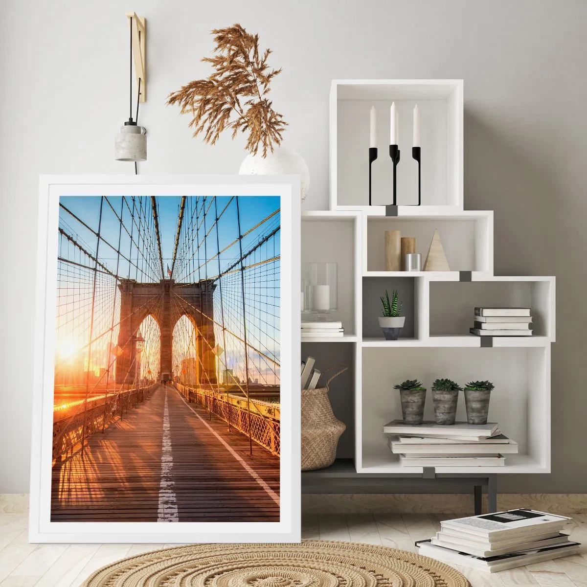 Plakat i hvid ramme - På den gyldne bro - 50x70 cm