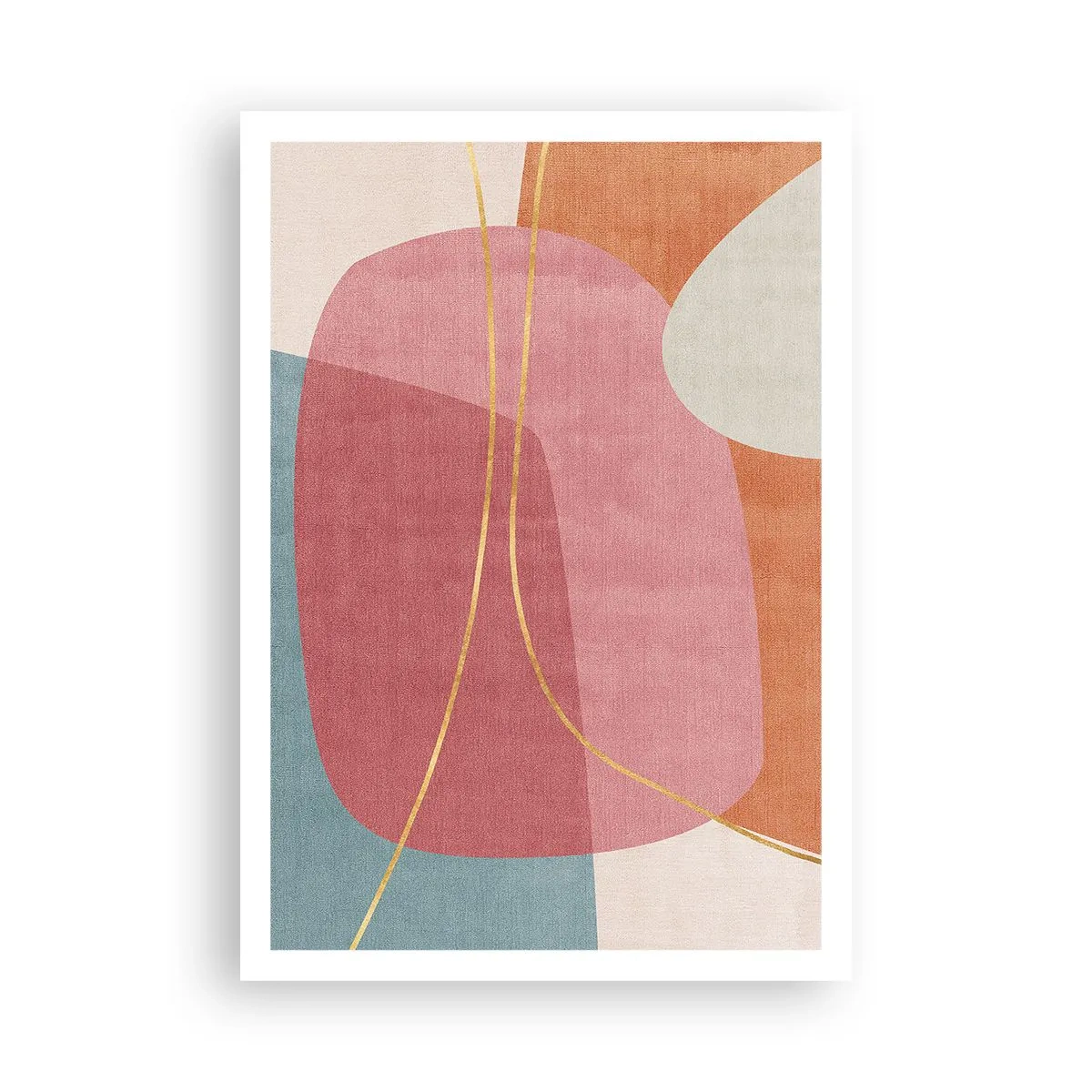 Plakat - Pastelkomposition med guldtråd - 70x100 cm